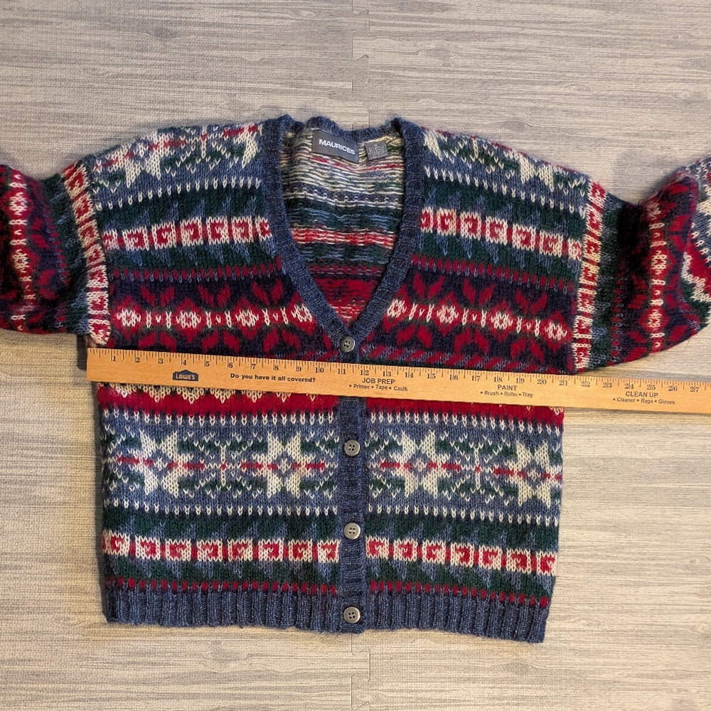 Women's Maurices Mohair Blend Fair Isle V-neck Button-up Cardigan Sz‎ M - Picture 7 of 10